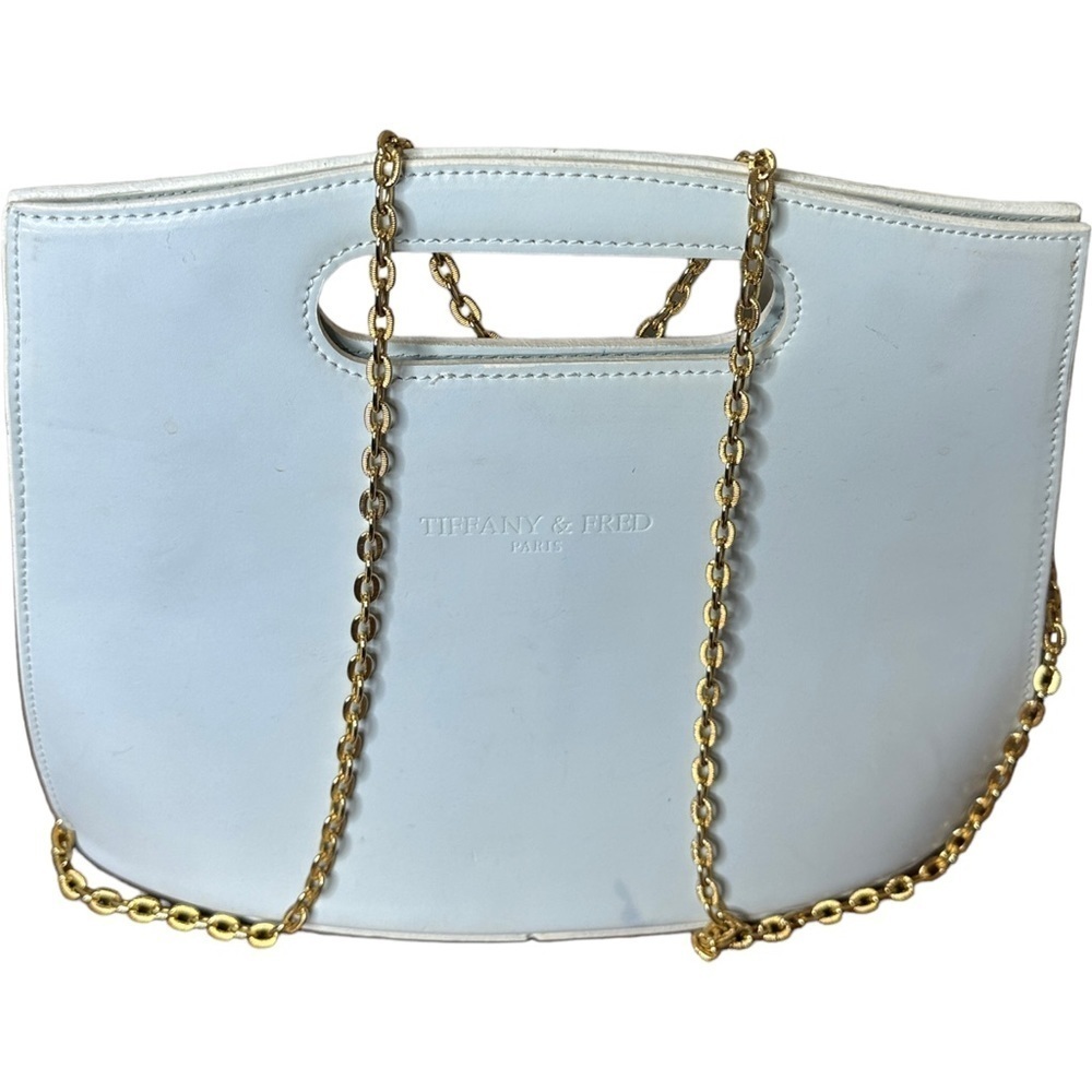 Tiffany & Fred Paris Light Blue Dual Satchel Crossbody Stiff Structure Bag